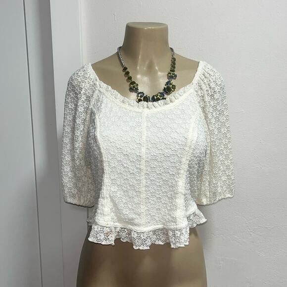 Jessica Simpson Ivory Cream Lace Blouse Sz M/L - Picture 1 of 10